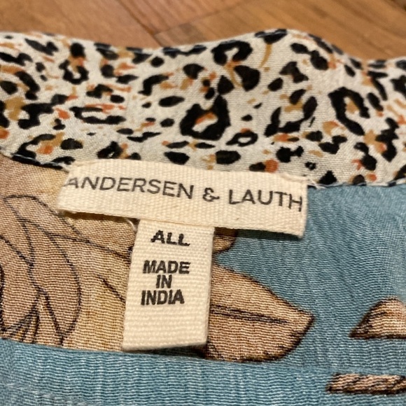 Anthropologie Andersen & Lauth Kimono Open Front Duck Egg Blue Floral Animal OS - Picture 9 of 9